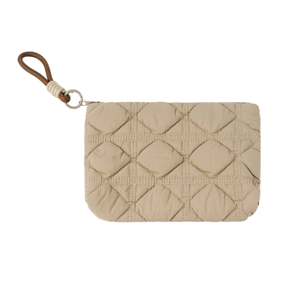 Neceser acolchado en color beige con pespunte y llavero de cuerda - Moments by You