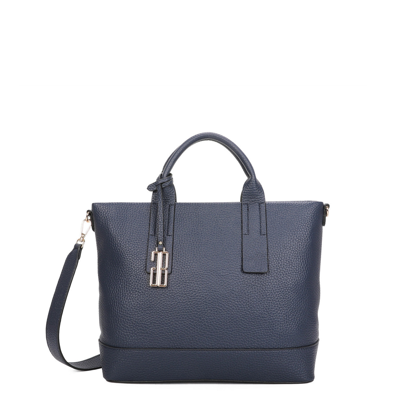 Bolso shopper con detalle de marca y bandolera color azul marino - mbyou