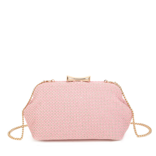 Bolso de fiesta clutch tipo tejido con un combinado de hilo monocolor y brillos - Moments by You