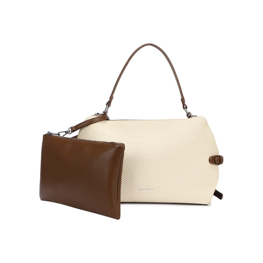 Bolso de hombro y bandolera con estampado jaspeado en tono beige  - mbyou