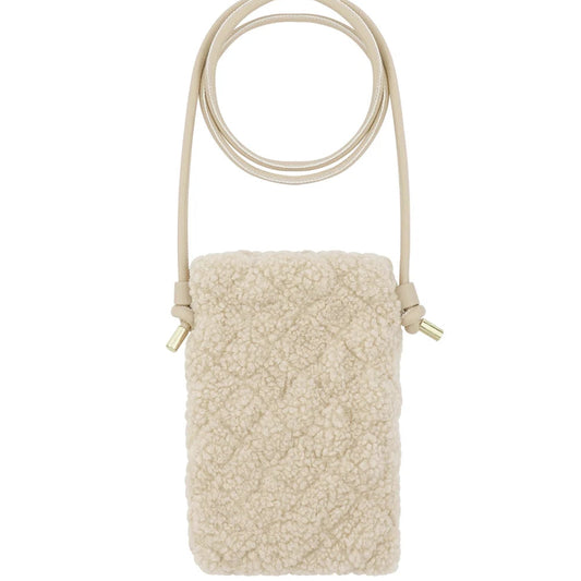 Bolso para el móvil con pelo de borrego en beige