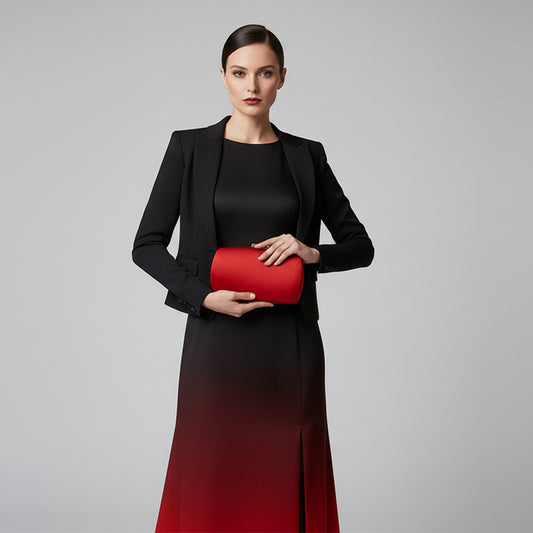 Bolso de fiesta de mano ante burdeos y cierre dorado - Moments by You