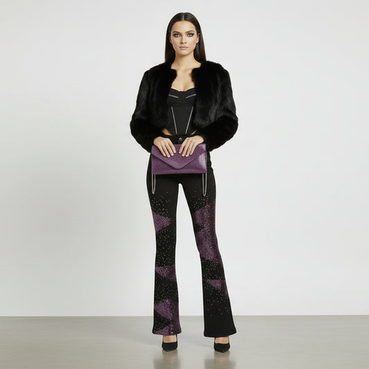 Bolso de fiesta tipo sobre con brillos en color púrpura - Moments by You