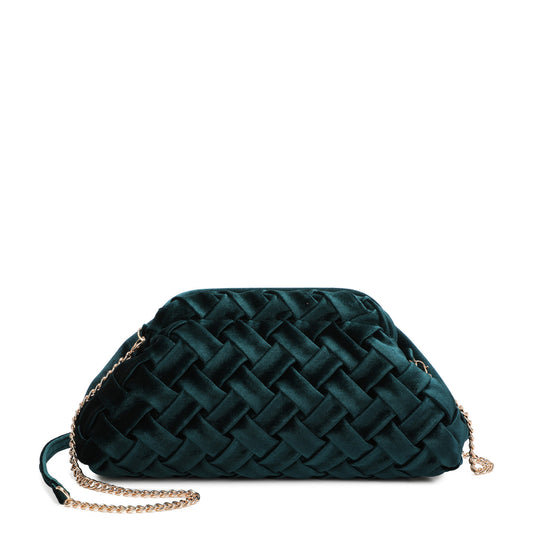 Sac à main pochette de soirée en satin noir avec bretelles croisées