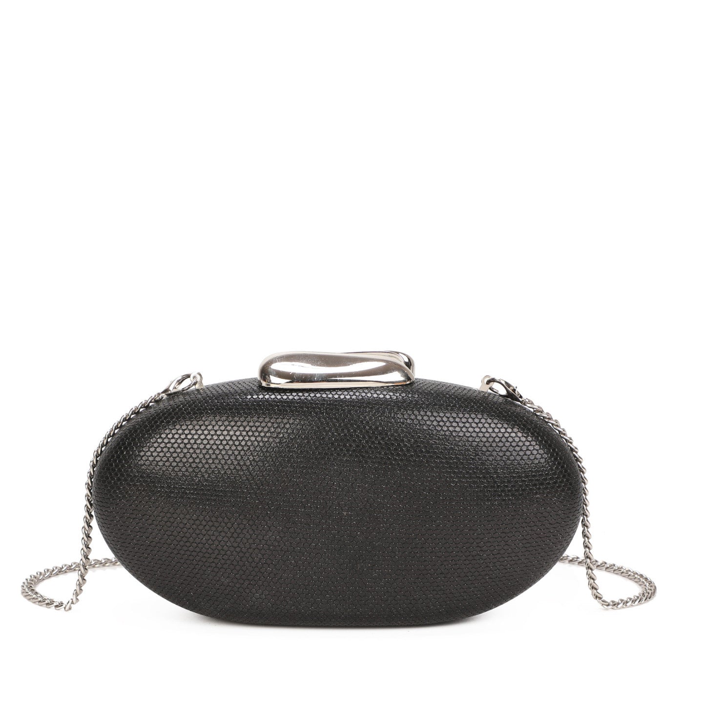 Bolso de fiesta clutch rígido con diseño pixelado y acabado brillante