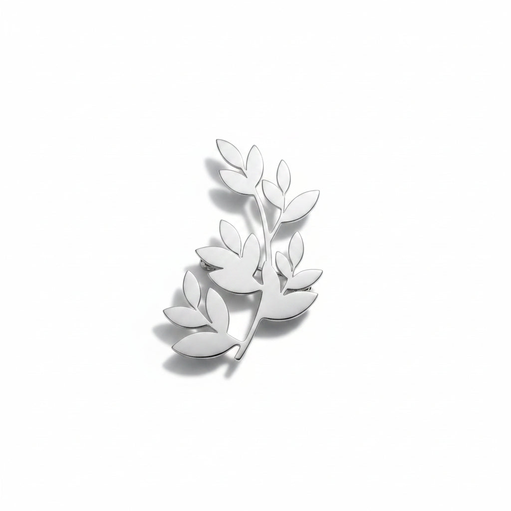 Broche de acero sencillo y liso en forma de rama acabado brillante - Moments by You
