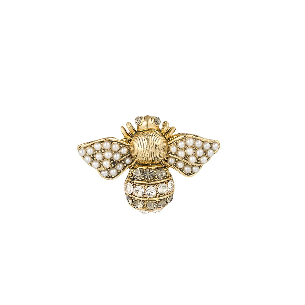 Broche en forma de abeja con circonitas y perlas acabado oro - Moments by You