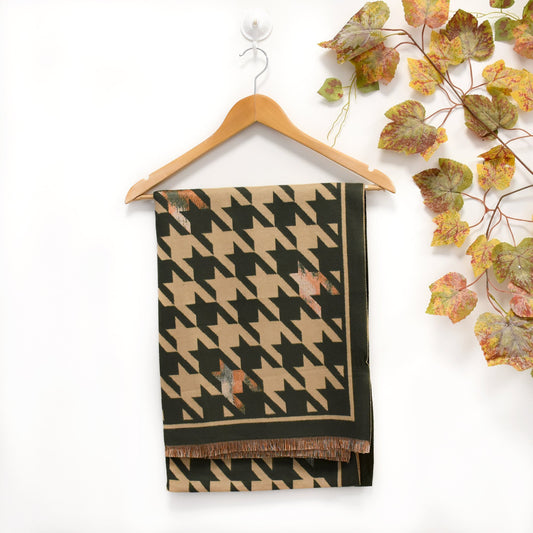 Bufanda ancha suave con impreso pata de gallo grande