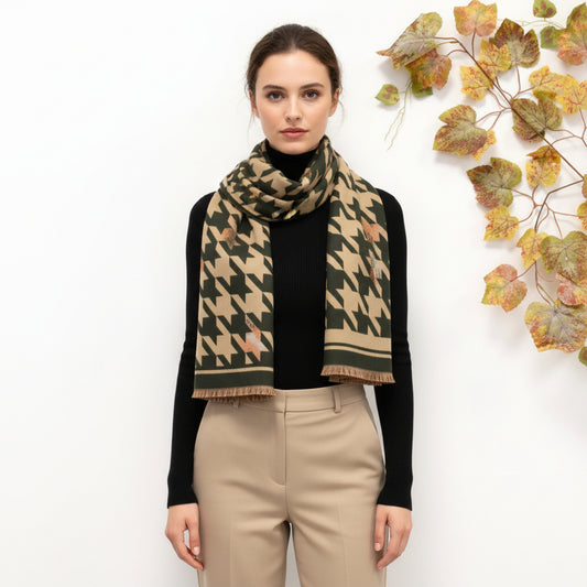 Bufanda ancha suave con impreso pata de gallo grande - Moments by You