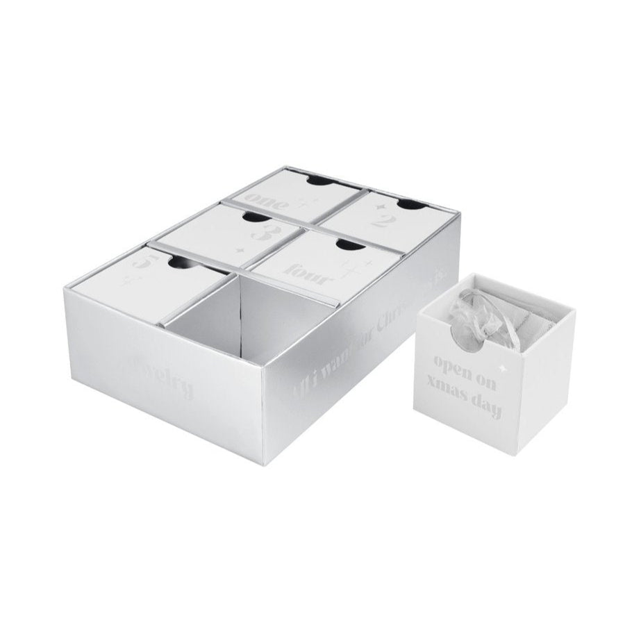 Calendario de adviento Navidad con joyas de acero inoxidable plateadas - mbyou