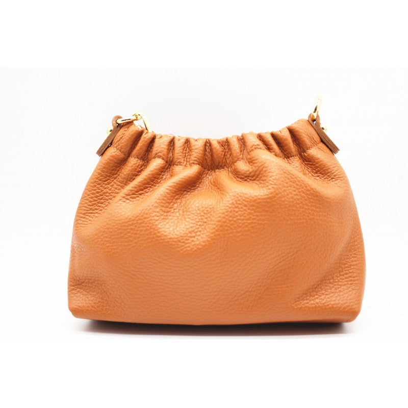 Bolso de piel 100% auténtica pequeño color camel con cadena dorada