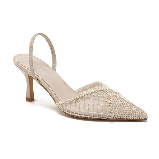 Zapato de tacón fino de malla trenzada color beige - Moments by You