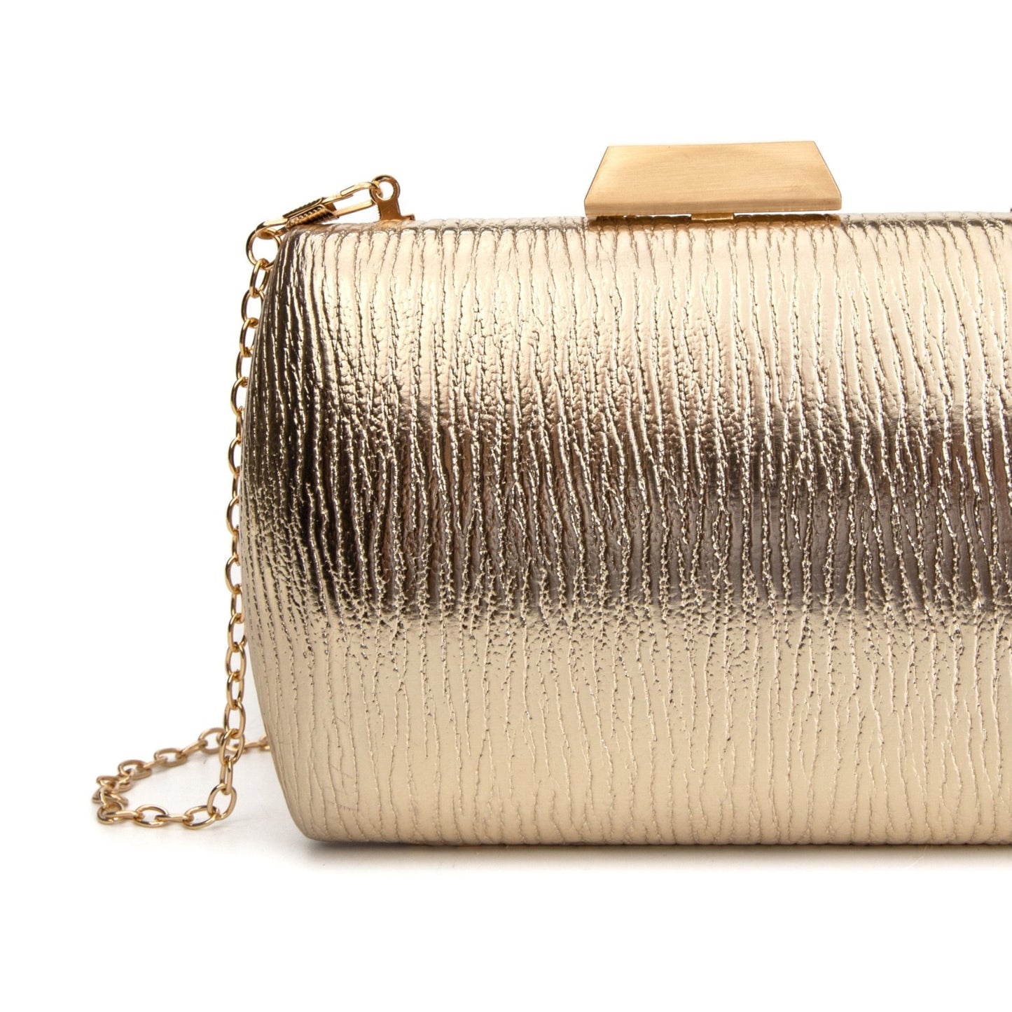 Bolso de mano de fiesta - clutch champagne con vetas