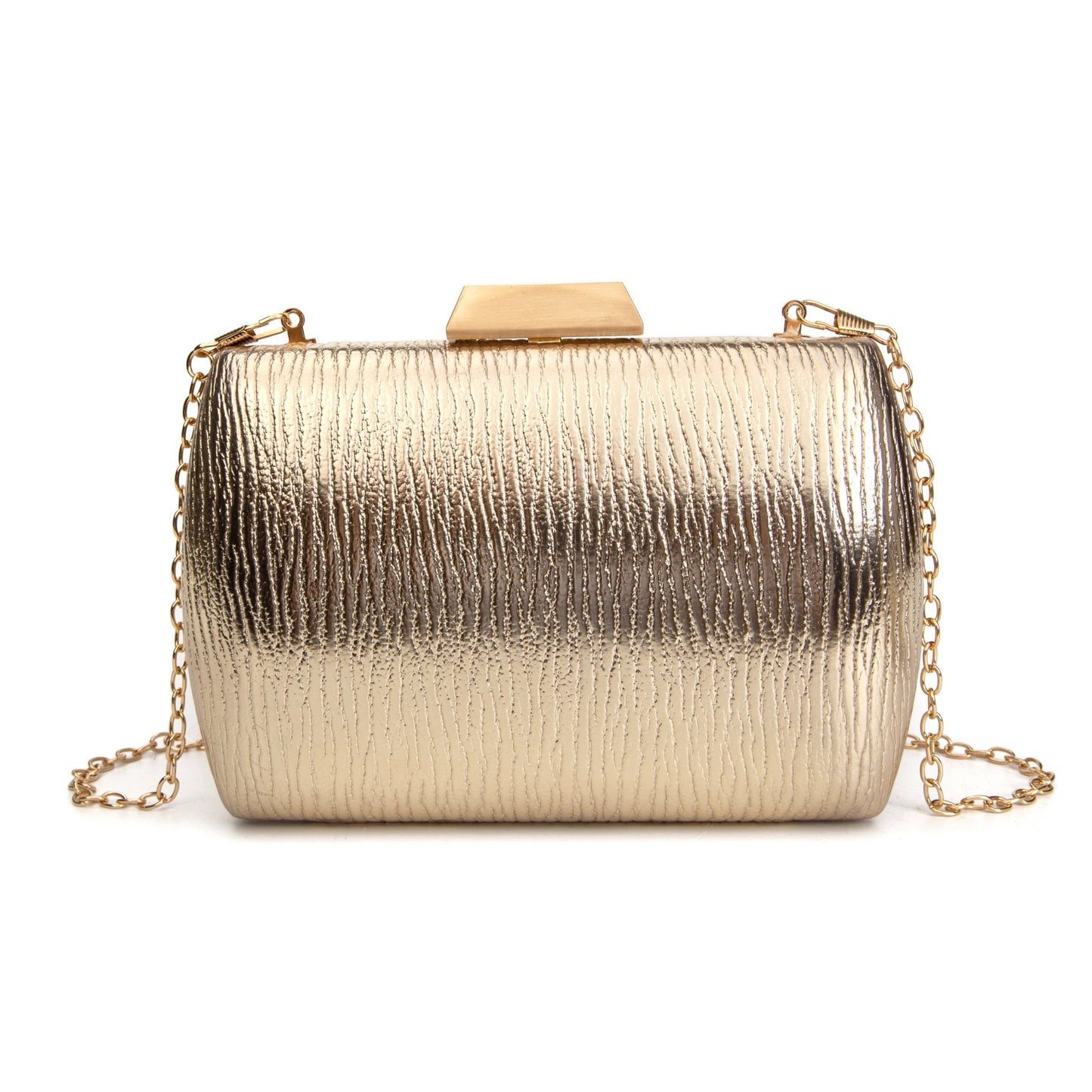 Bolso de mano de fiesta - clutch champagne con vetas