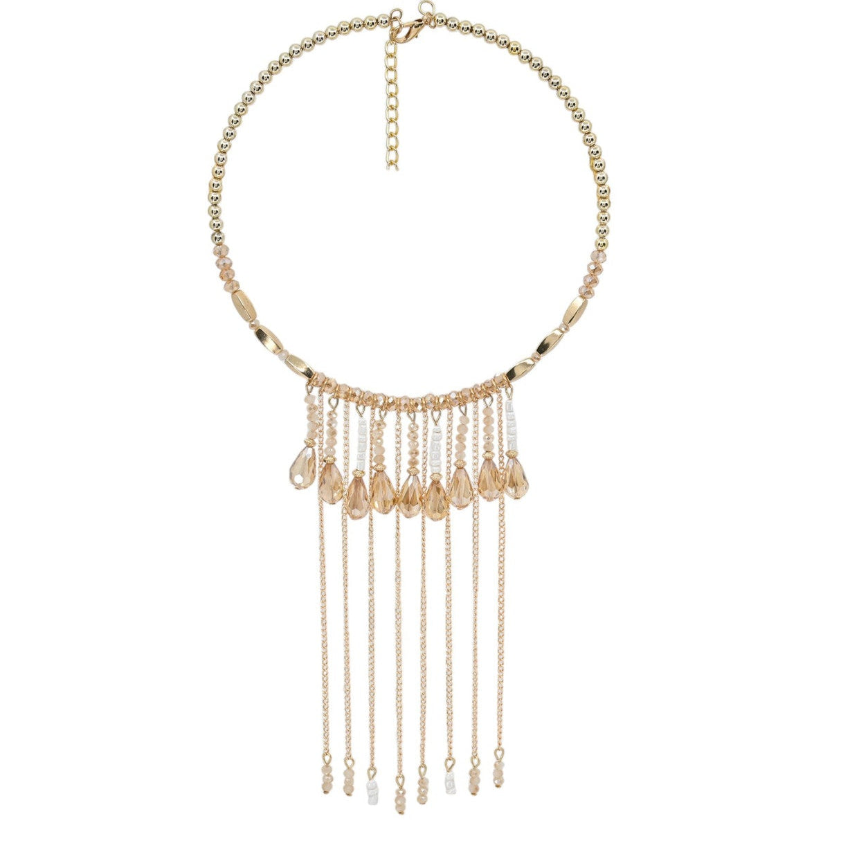 Collar de acero tipo choker con cuentas brillantes colgantes de diferentes largos - Moments by You