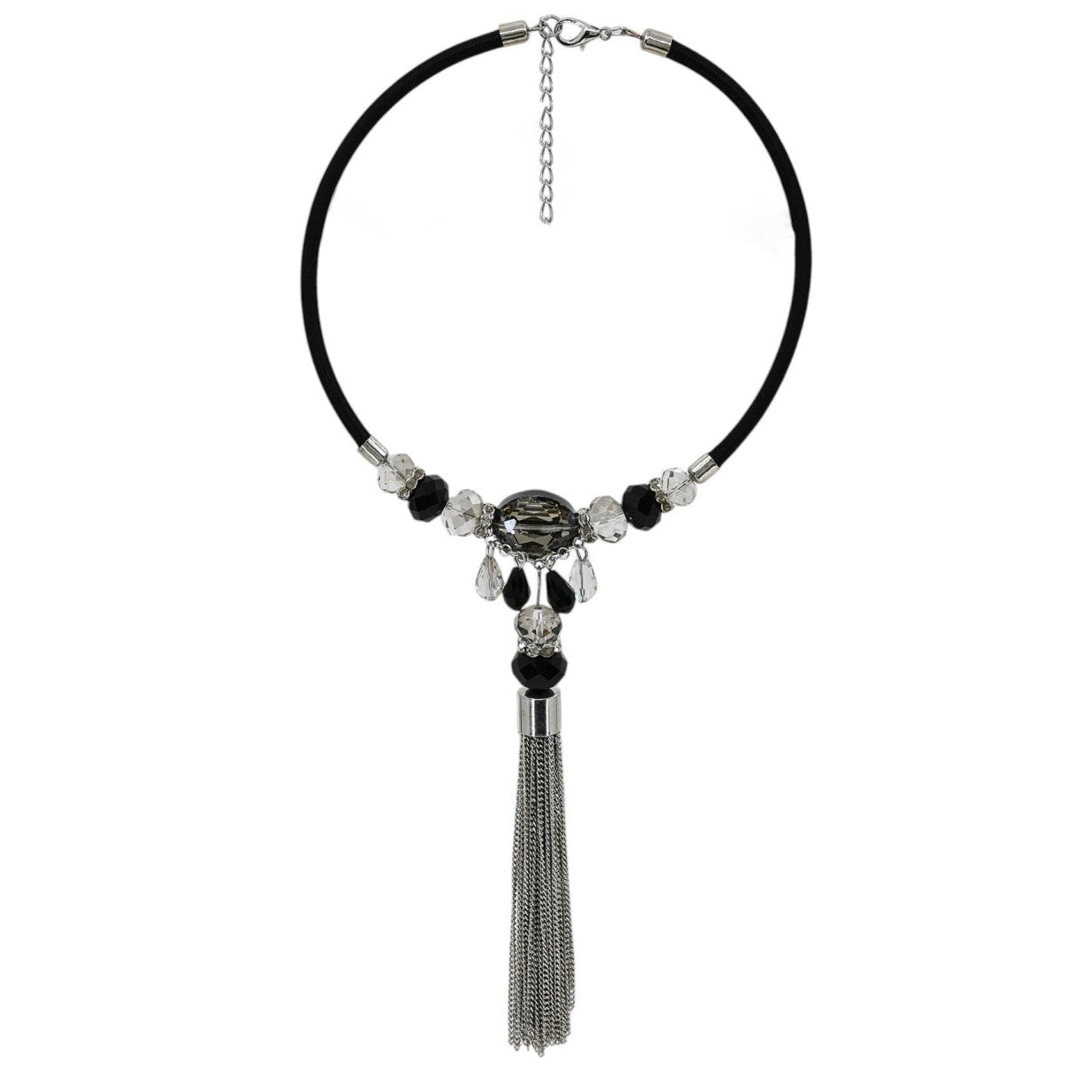 Collar de acero tipo choker con cristales geométricas colgantes de cadenas - Moments by You