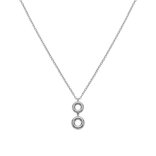 Collar de acero inoxidable con colgante de dos altura con forma de aros