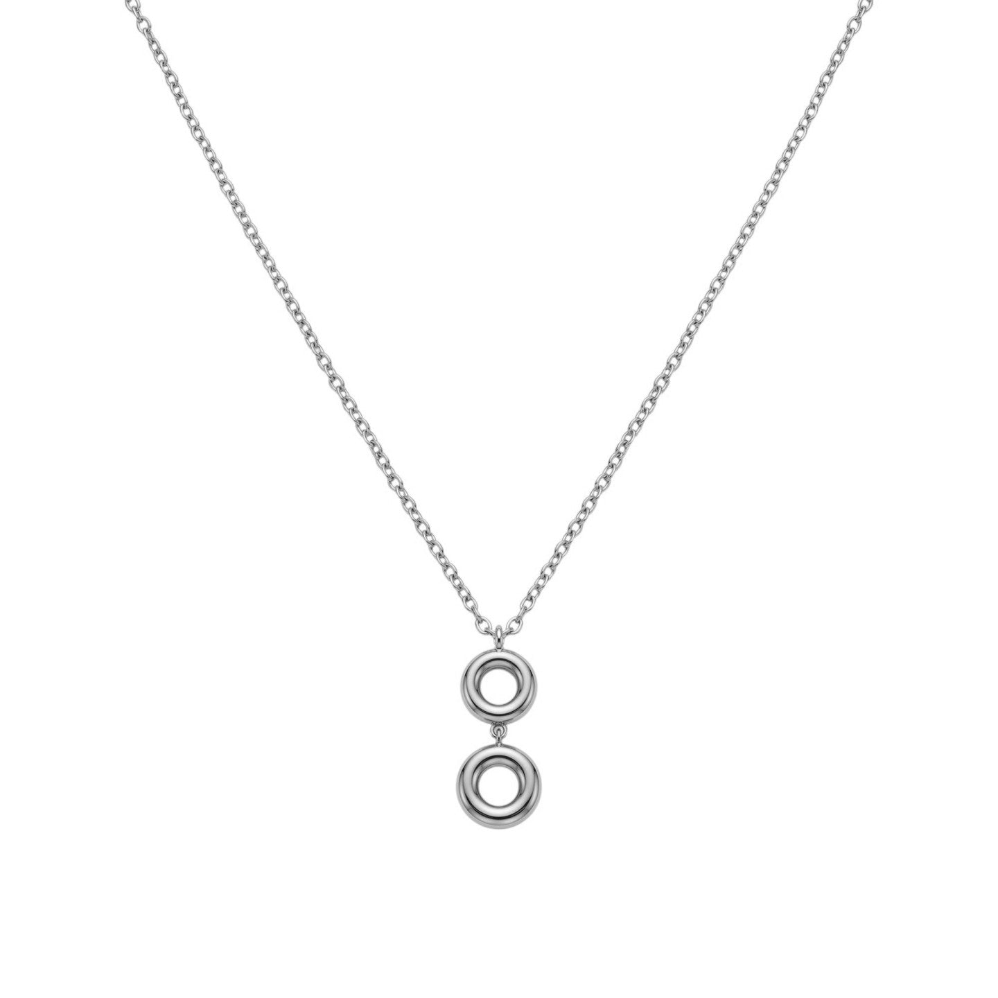 Collar de acero inoxidable con colgante de dos altura con forma de aros - Moments by You