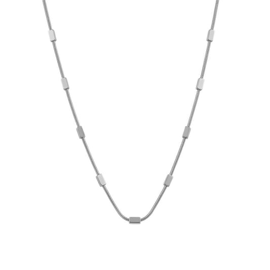 Silver zirconia steel necklace