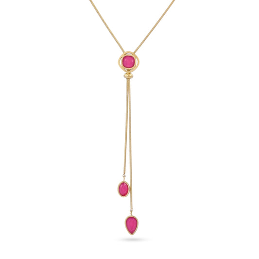 Collar de acero quirúrgico con cristales rosa fucsia colgantes - Moments by You