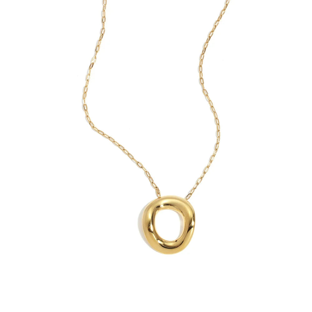 Collar de acero con eslabones finos y un aro irregular hueco acabado oro - Moments by You
