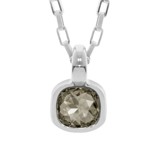 Collar cuadrado plata S925 cristal Swarovski en color morado acabado plata