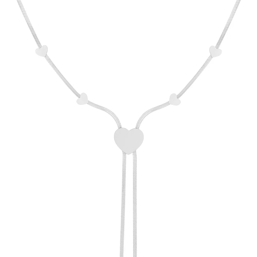 Collar de acero de malla con corazones y colgante - Moments by You