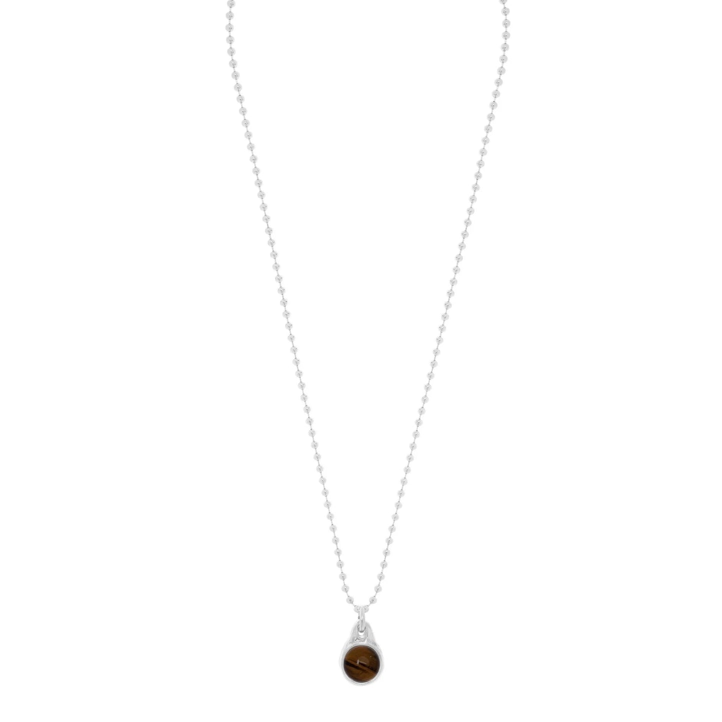 Collar baño de plata s925 con bolitas y piedra natural semipreciosa de ojo de tigre acabado plata - Vidda jewelry - mbyou