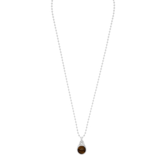 Collar baño de plata s925 con bolitas y piedra natural semipreciosa de ojo de tigre acabado plata - Vidda jewelry - mbyou