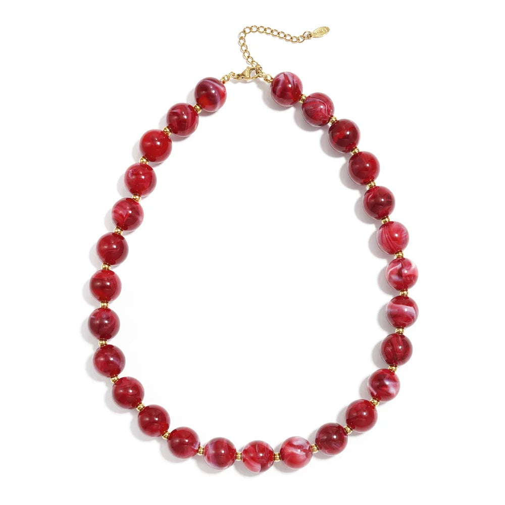 Collar acrílico de esferas marmoladas y de acero en acabado oro - Moments by You