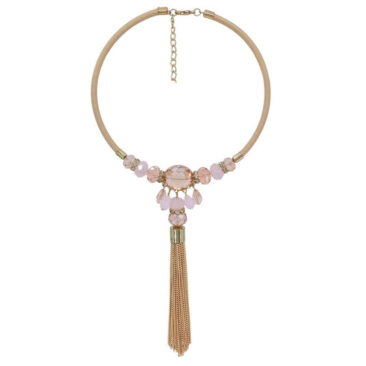 Collar de acero tipo choker con cristales geométricas colgantes de cadenas - Moments by You