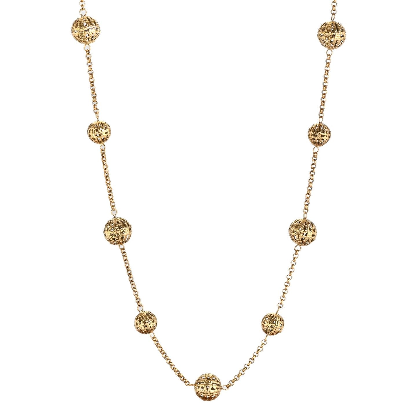 Collar de esferas caladas con textura acabado oro - mbyou