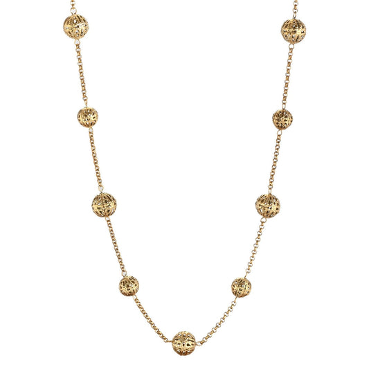 Collar de esferas caladas con textura acabado oro - mbyou