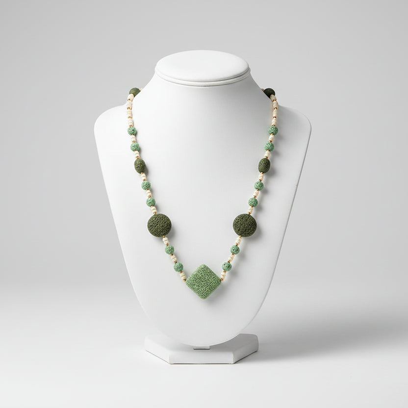 Collar largo de acero inoxidable con cuentas y piedras con huecos - Moments by You