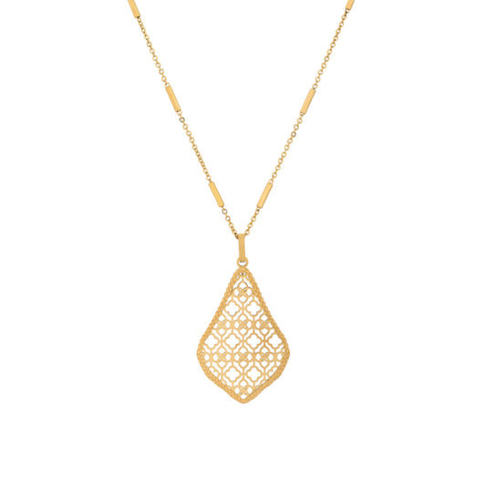Collar con colgante en forma de lágrima y diseño de filigrana acabado oro - mbyou
