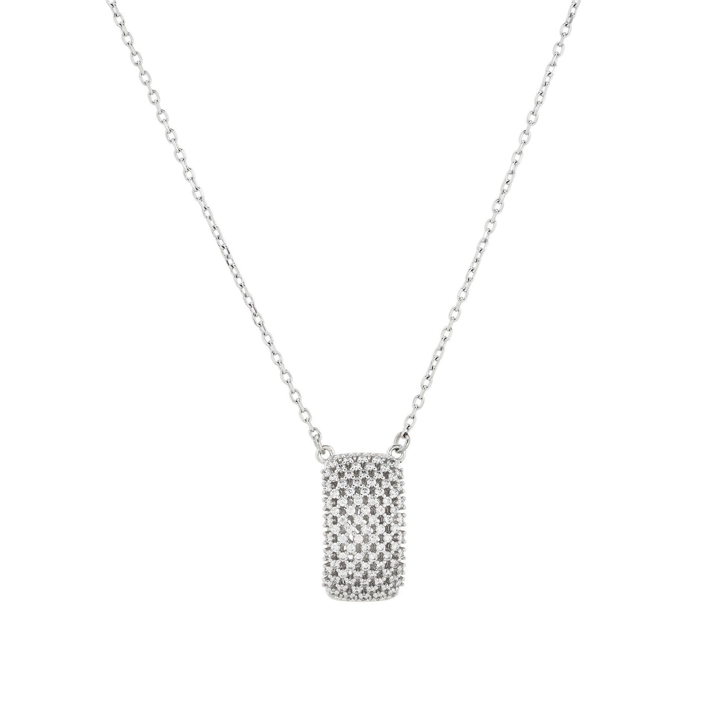 Collar media luna con circonitas acabado oro blanco