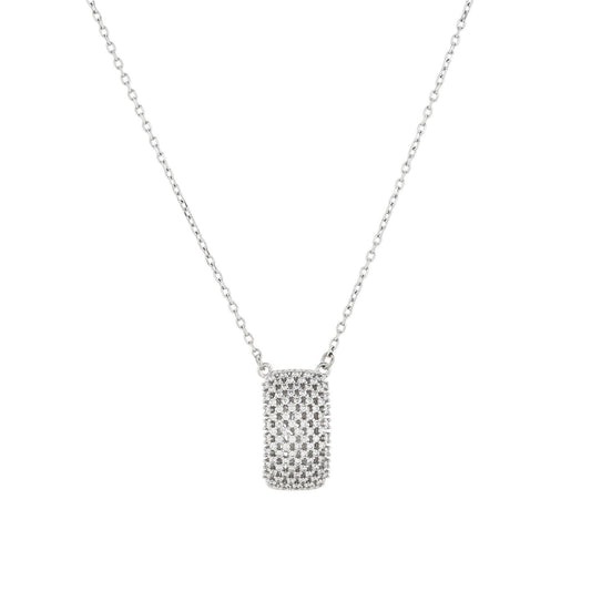 Collar media luna con circonitas acabado oro blanco