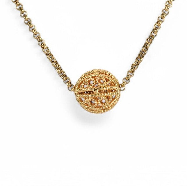 Collar de acero con esfera de filigrana oro