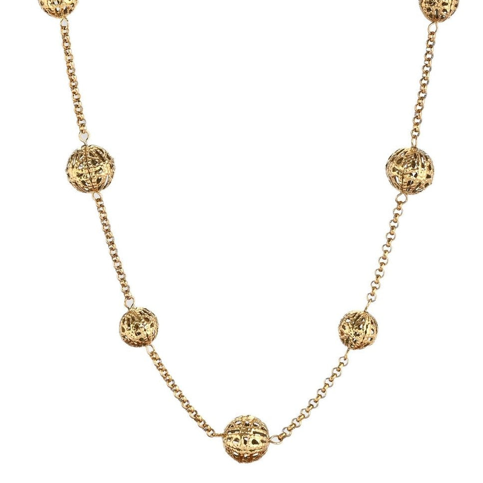Collar de esferas caladas con textura acabado oro - mbyou