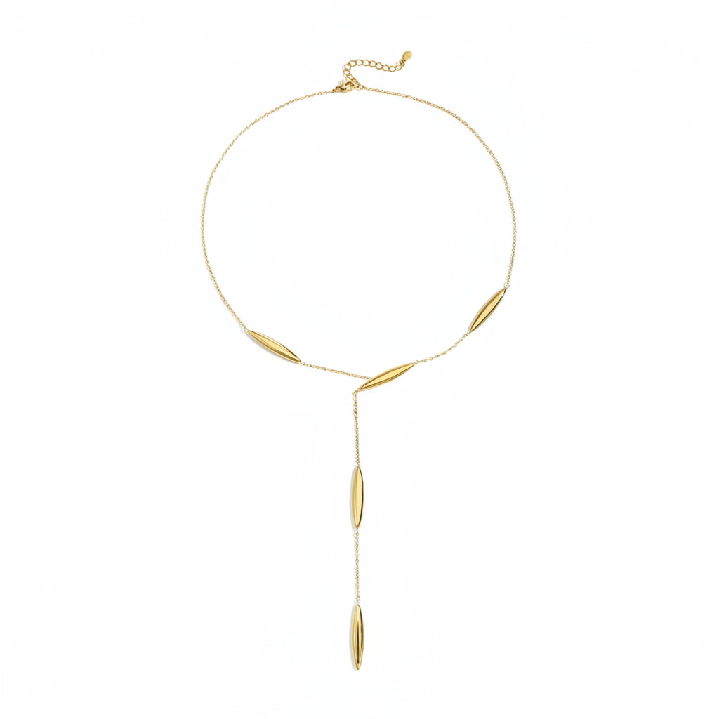 Collar largo de acero con formas ovales alargadas en acabado oro - Moments by You