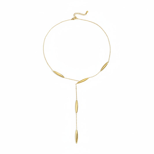 Collar largo de acero con formas ovales alargadas en acabado oro - Moments by You