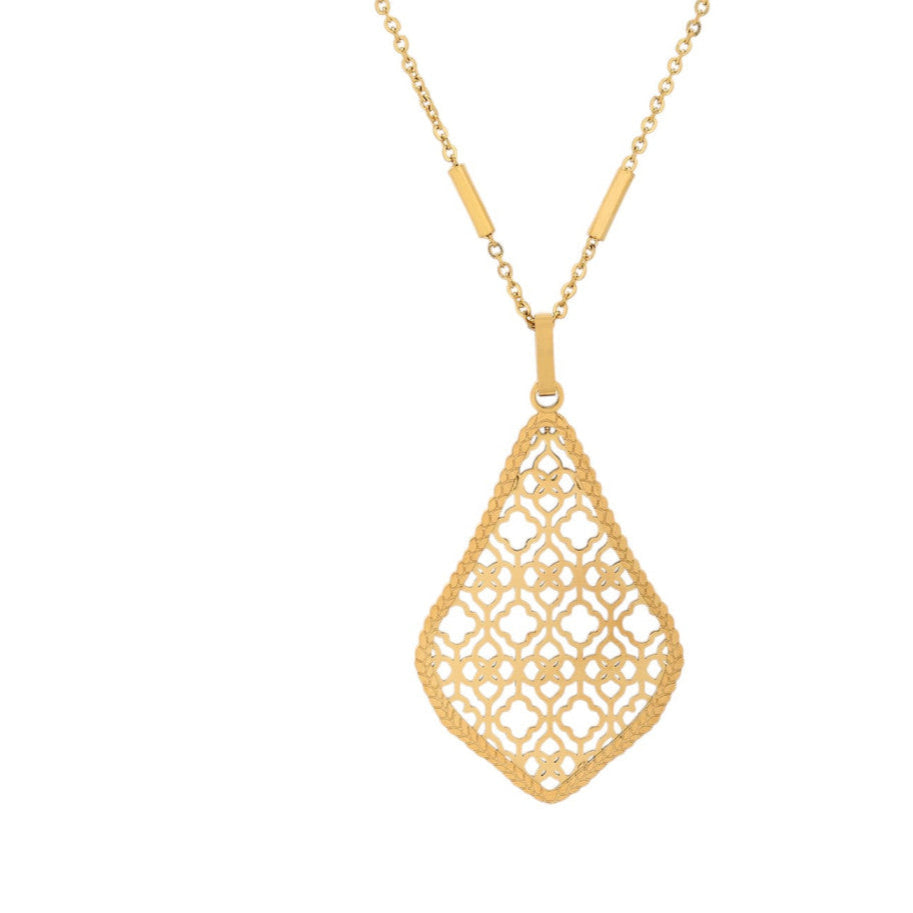 Collar con colgante en forma de lágrima y diseño de filigrana acabado oro - mbyou