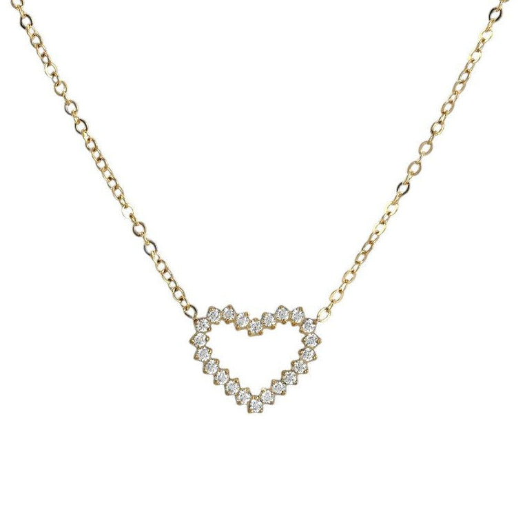 Collar de acero inoxidable con colgante de corazón de circonitas acabado oro- mbyou