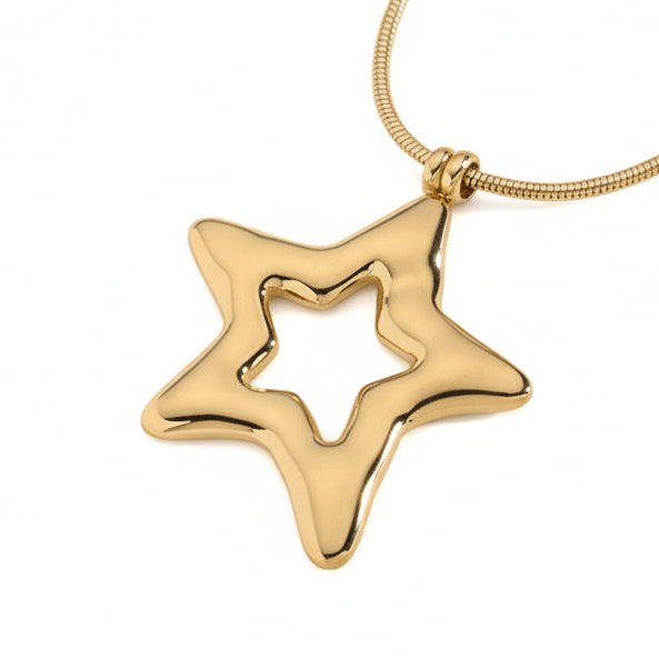 Collar largo de acero con forma de estrella acabado oro - Moments by You