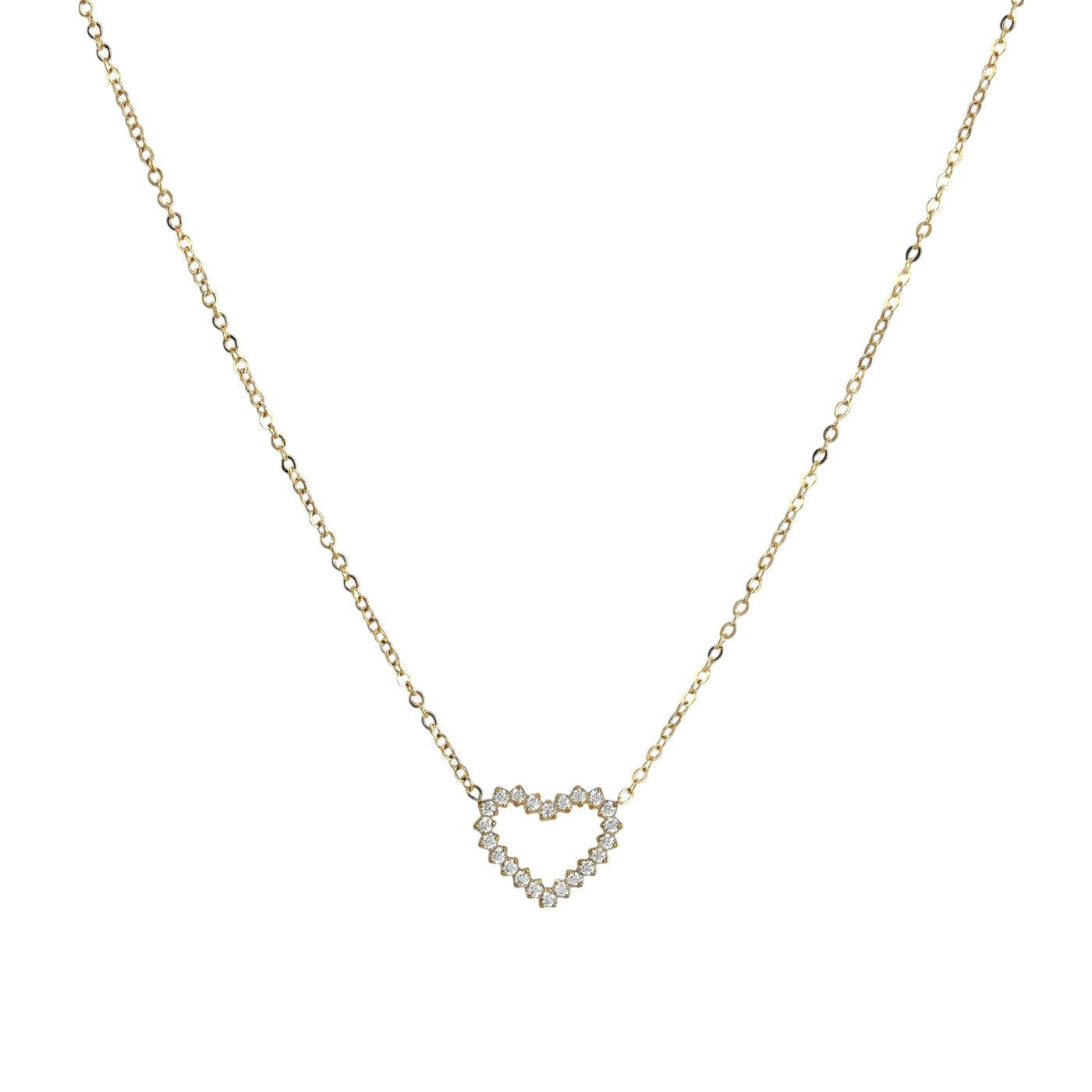 Collar de acero inoxidable con colgante de corazón de circonitas acabado oro- mbyou