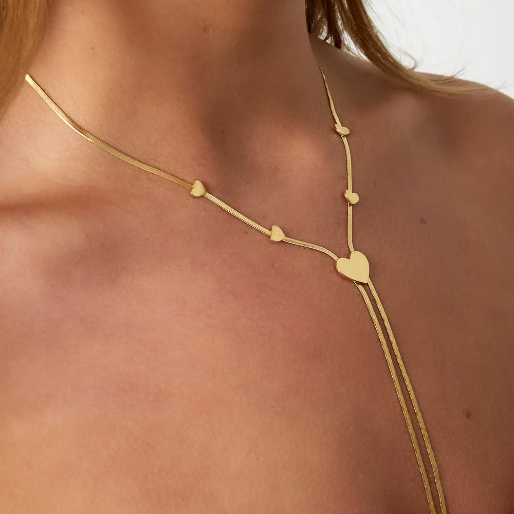 Collar de acero de malla con corazones y colgante - Moments by You