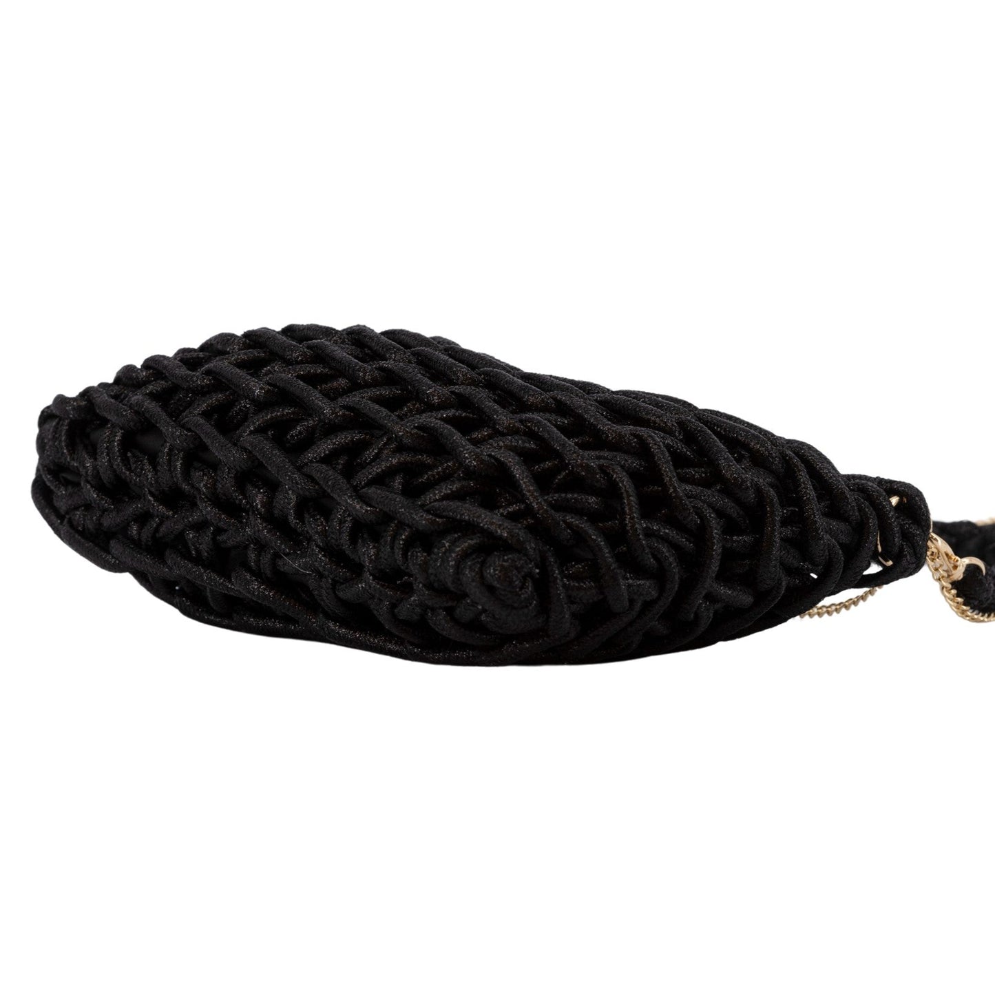 Bolso bandolera tipo red mediana con nudos acabado negro- mbyou