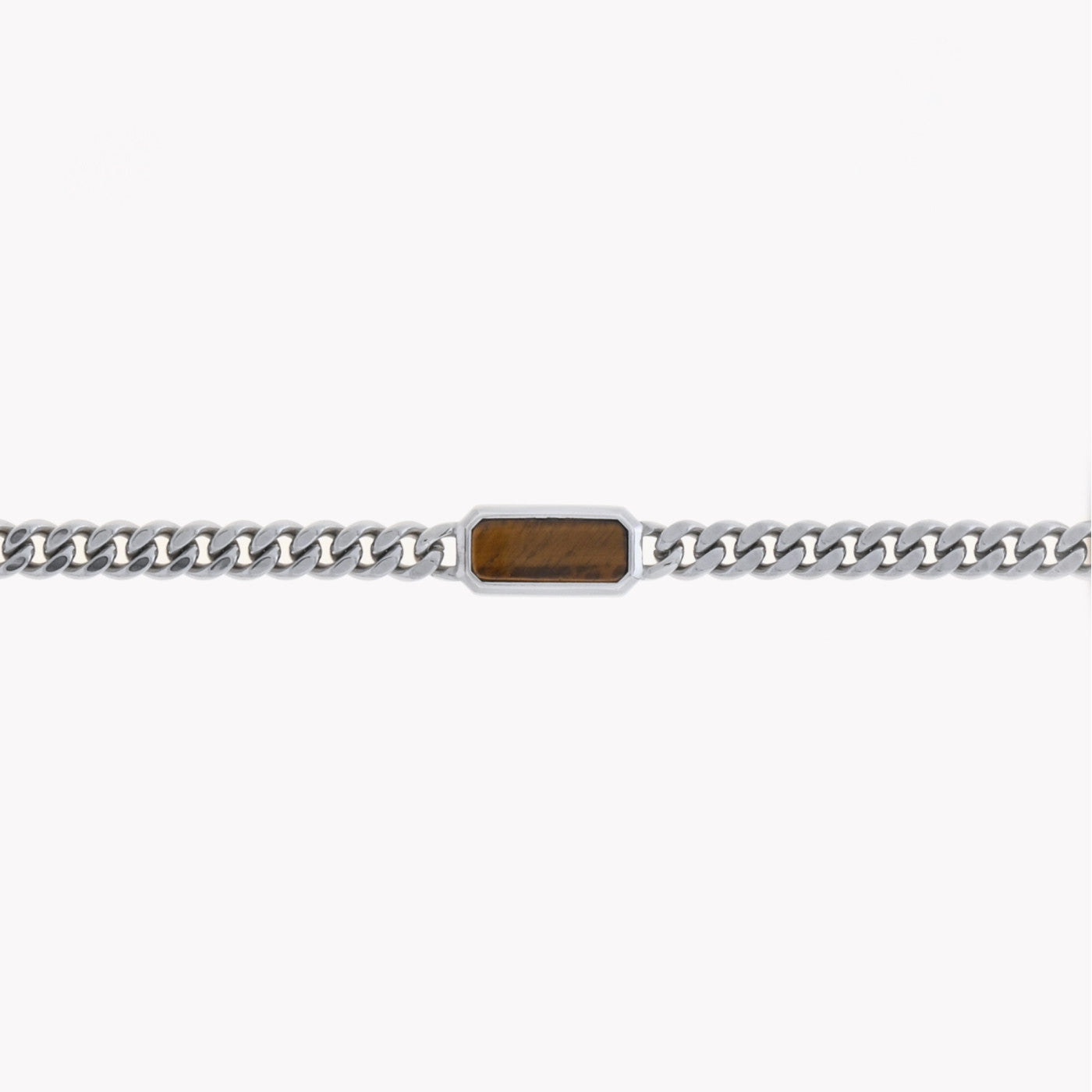 Pulsera de acero cadena hombre tipo esclava acabado plata y castaño