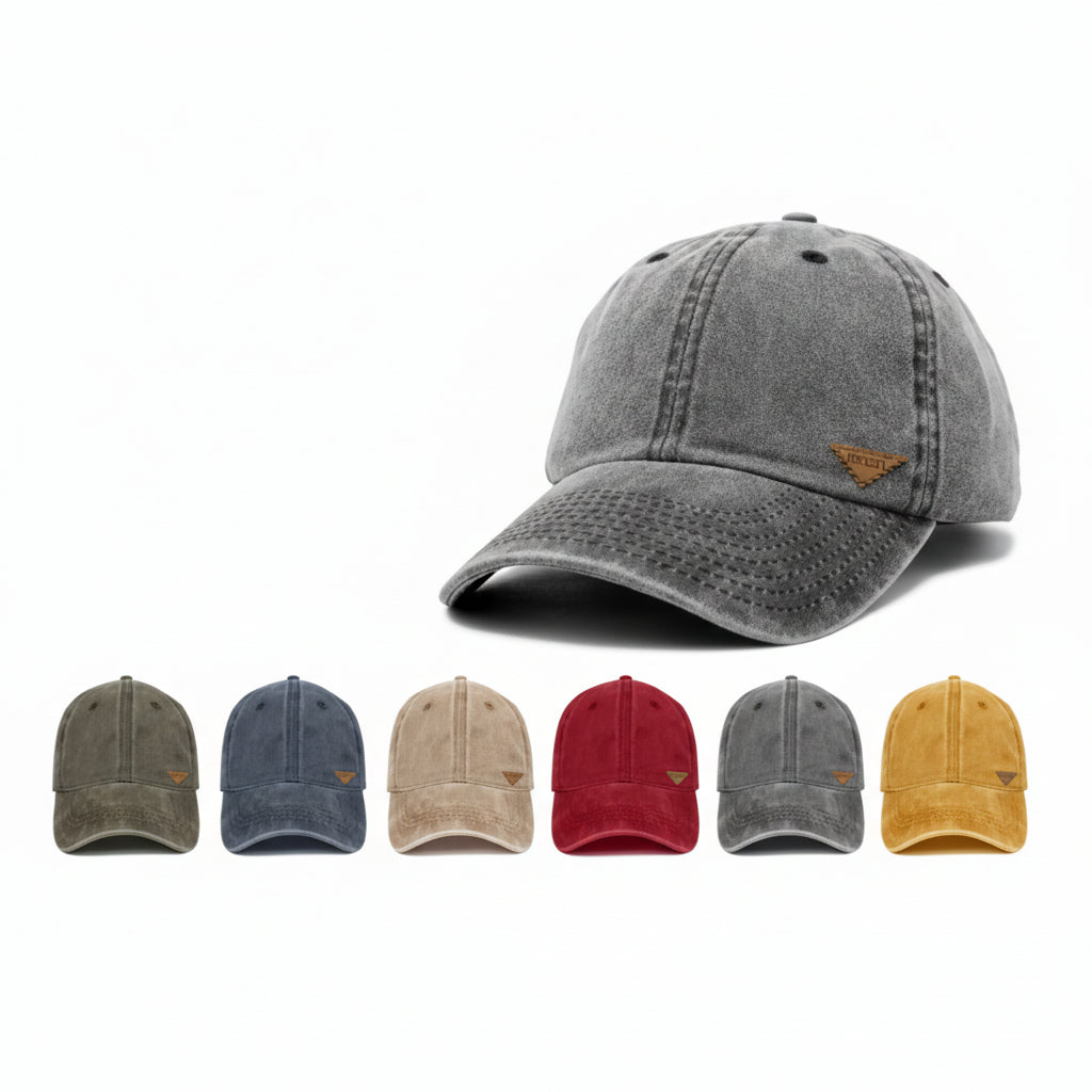Gorras unisex lisas efecto lavado y con logo de la marca Privata - Moments by You