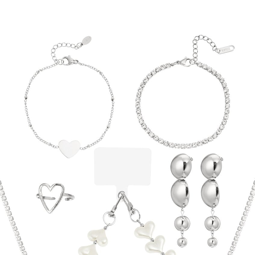 Calendario de adviento Navidad con joyas de acero inoxidable con acabado plata - mbyou